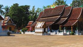 Panoramic view of Luang Prabang’s cultural heritage for a scenic Luang Prabang Tours banner by Legend Travel Group.