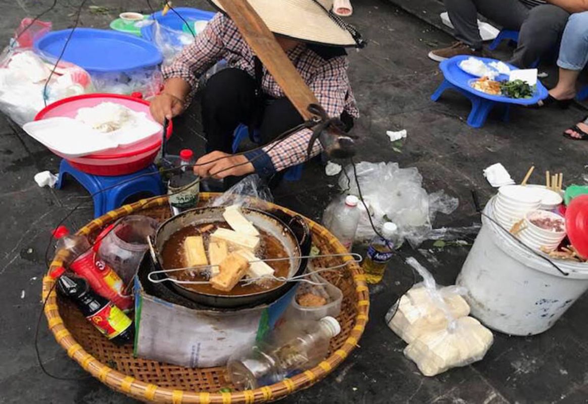 Shop for bún đậu mắm tôm ingredients at Hanoi’s vibrant market