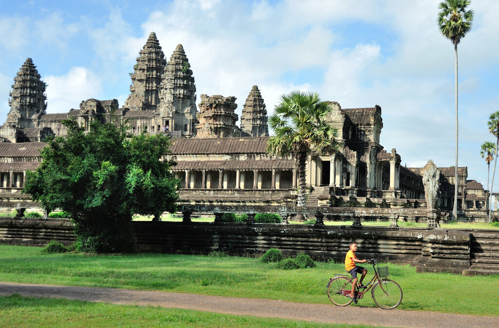 Angkor Wat Temples on blue sky day, Siem Reap