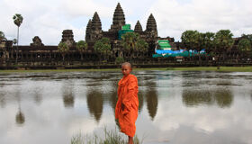 Little Buddhist Monk in front of Angkor Wat, Siem Reap, Cambodia