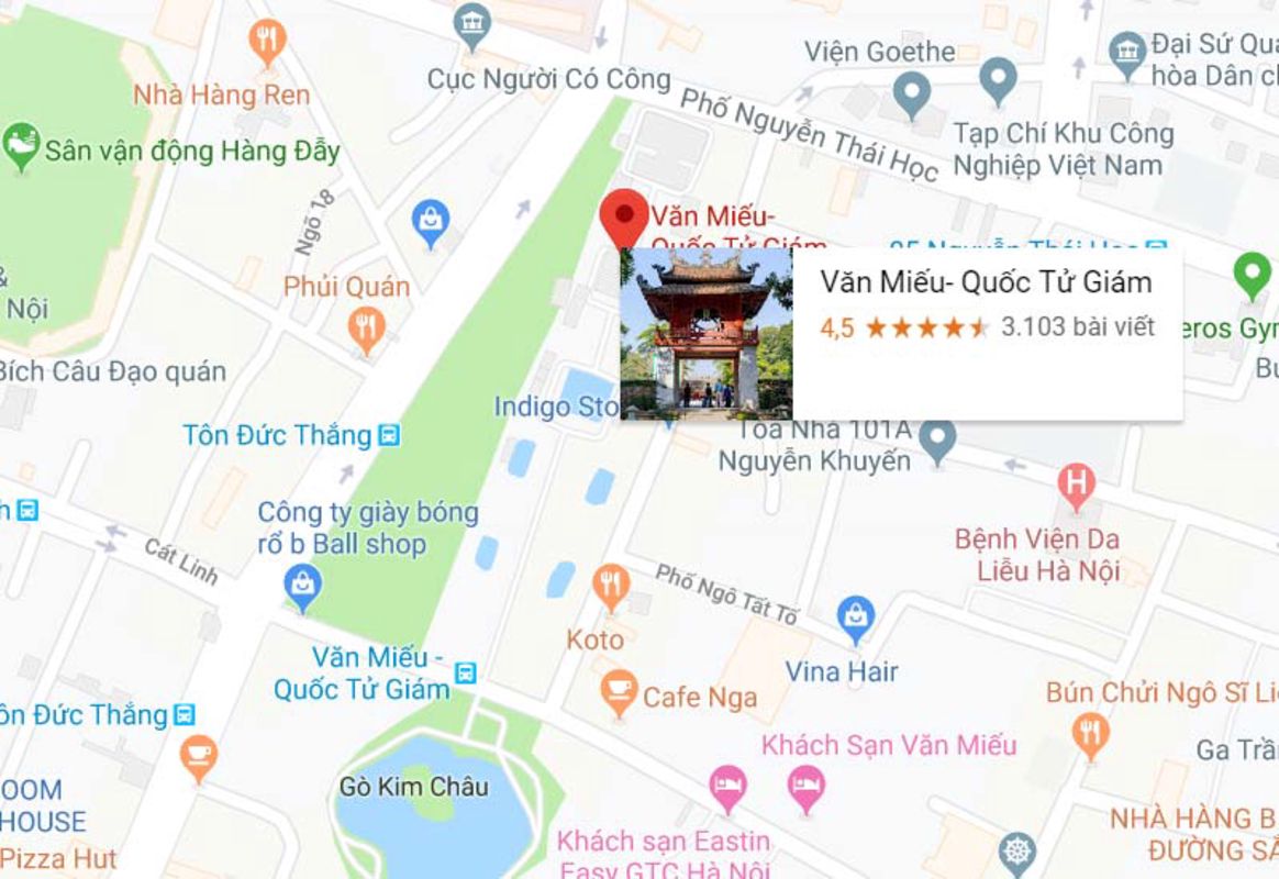 Location map for Temple of Literature