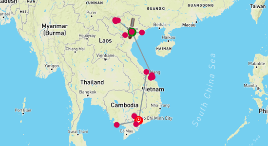 Map of Fantastic Vietnam Plus Phu Quoc Island - 20 Days