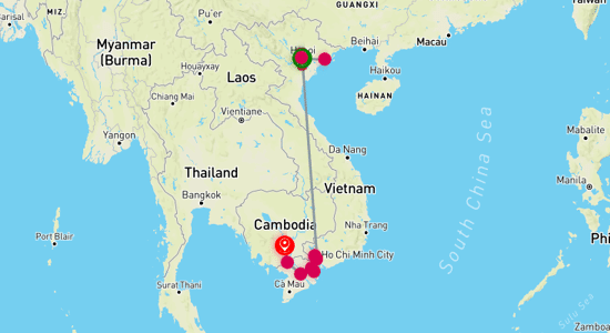 Map of From Hanoi to Phnom Penh: A Cultural Journey 8-Day