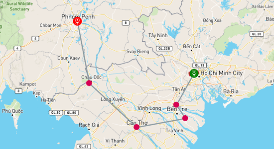 Map of From Saigon to Phnom Penh: A Mekong Delta Adventure 3-Day