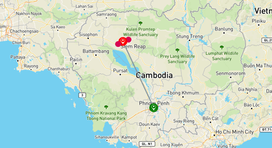 Map of 6-Day Family Tour: Best Highlights of Cambodia