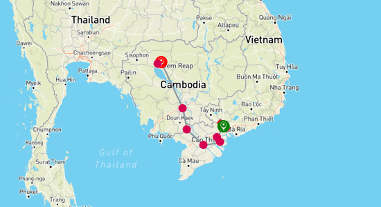 Map of Discover the Mekong Delta and Angkor Wat: A Cultural Expedition 7-Day