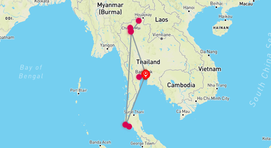 Map of Thailand Highlights 10-Day Package