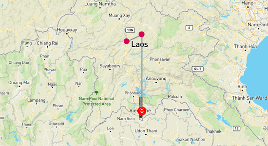 Map of Laos Express Train Adventure 5-Day