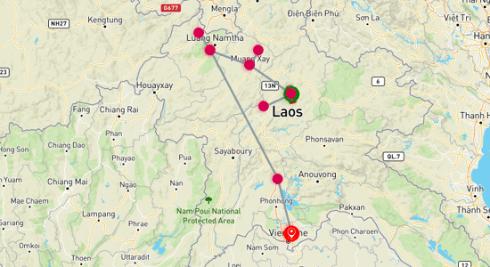 Map of Cultural Odyssey: Discovering Northern Laos by Train 9-Day