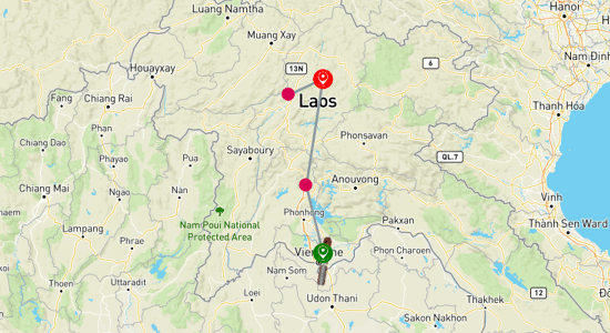 Map of Discovering the Best of Laos in 6 Days
