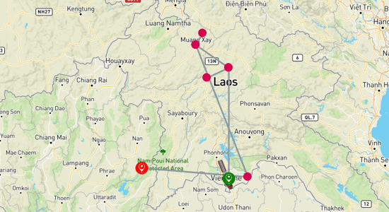 Map of Discovering the Wonders of Northern Laos 8-Day
