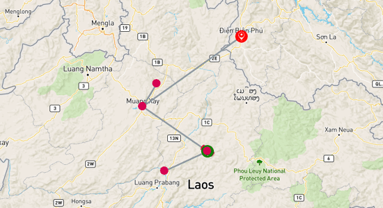 Map of The Laos-Vietnam Border Crossing Adventure 5-Day